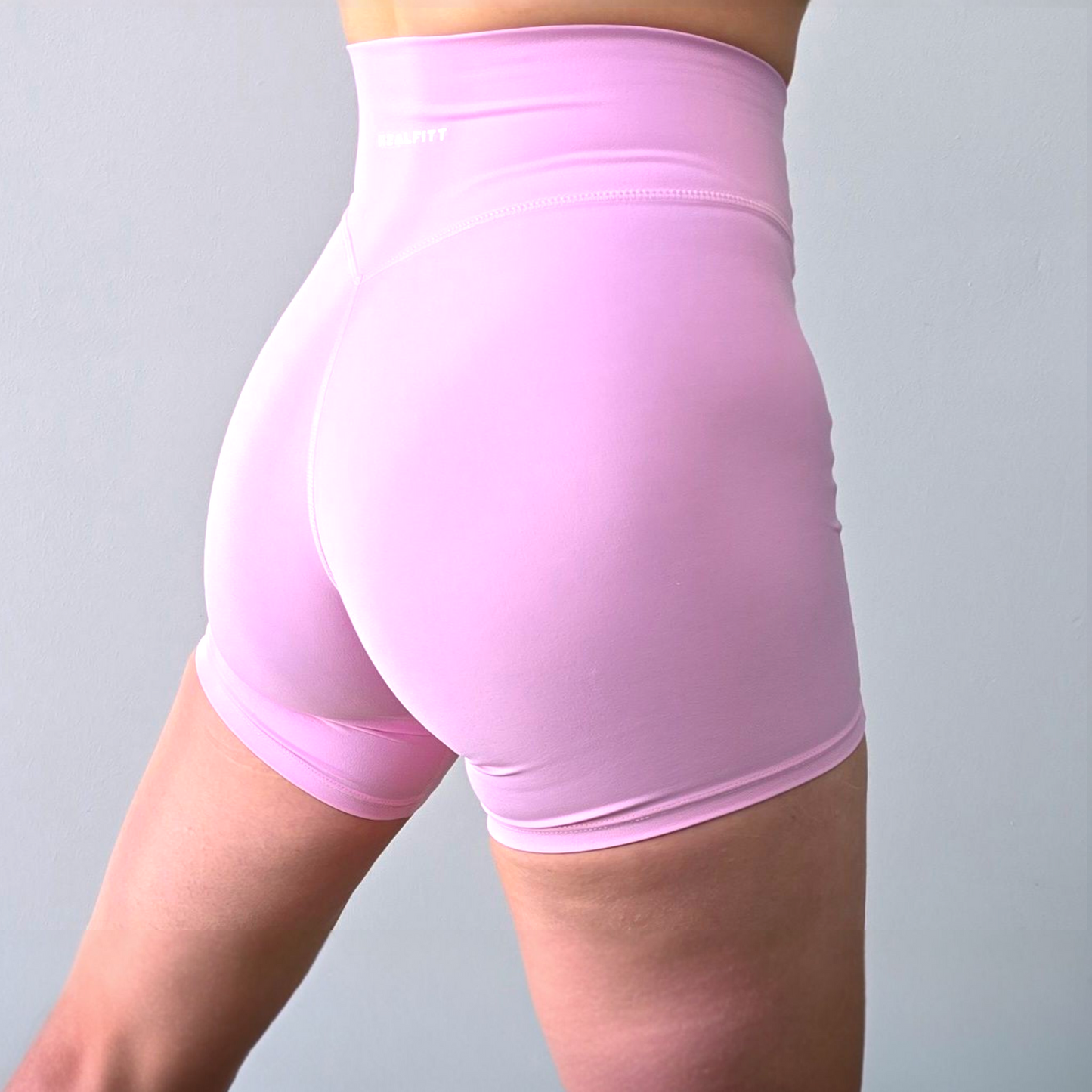 Self Love High-Waisted Mid Shorts in Pink