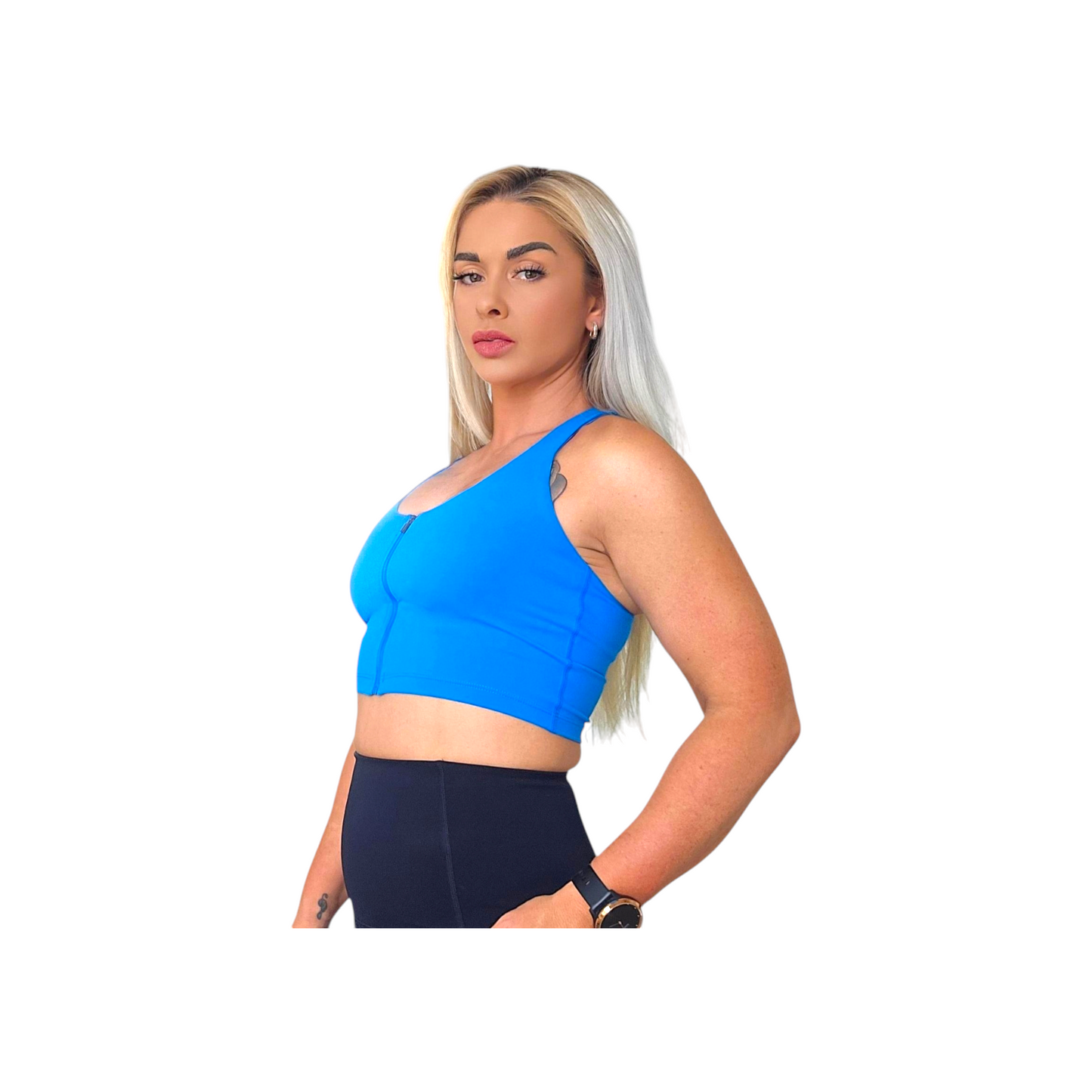 Zip Up Crop Top Blue