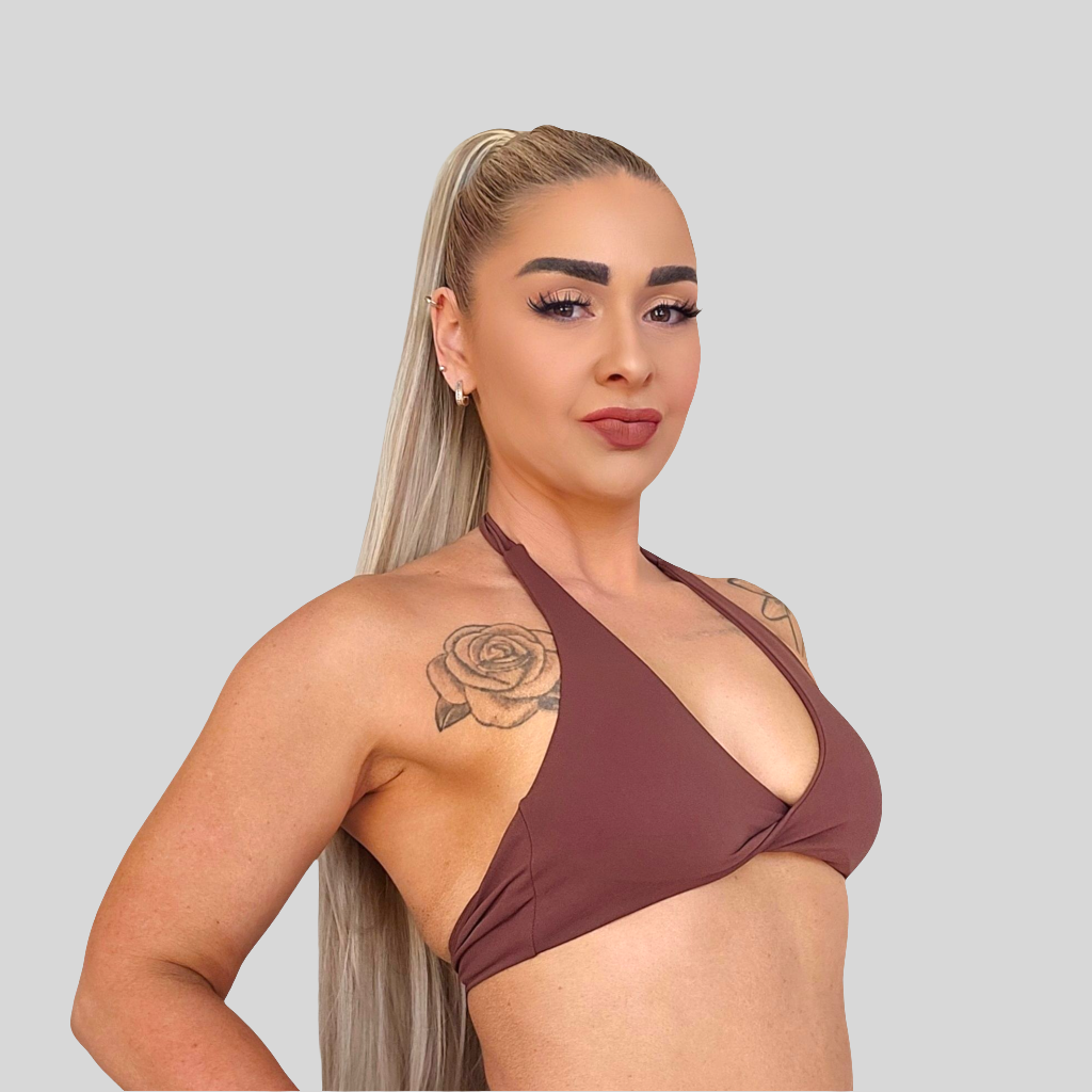 Self Love Halter Twist Bra in Coffee