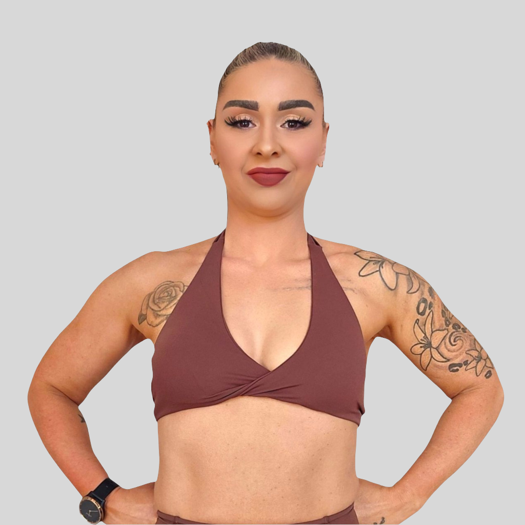 Self Love Halter Twist Bra in Coffee
