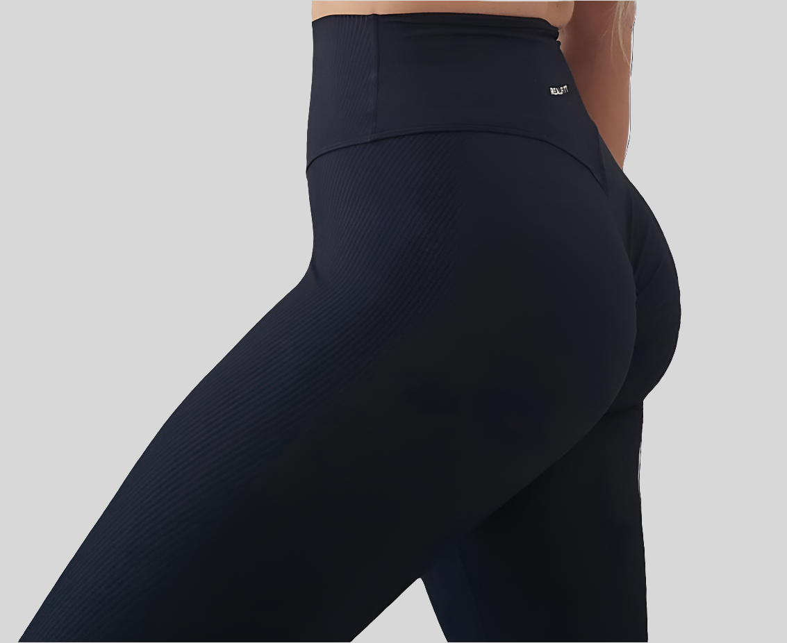 Scrunch Bum Lift Ribbed Leggings Black