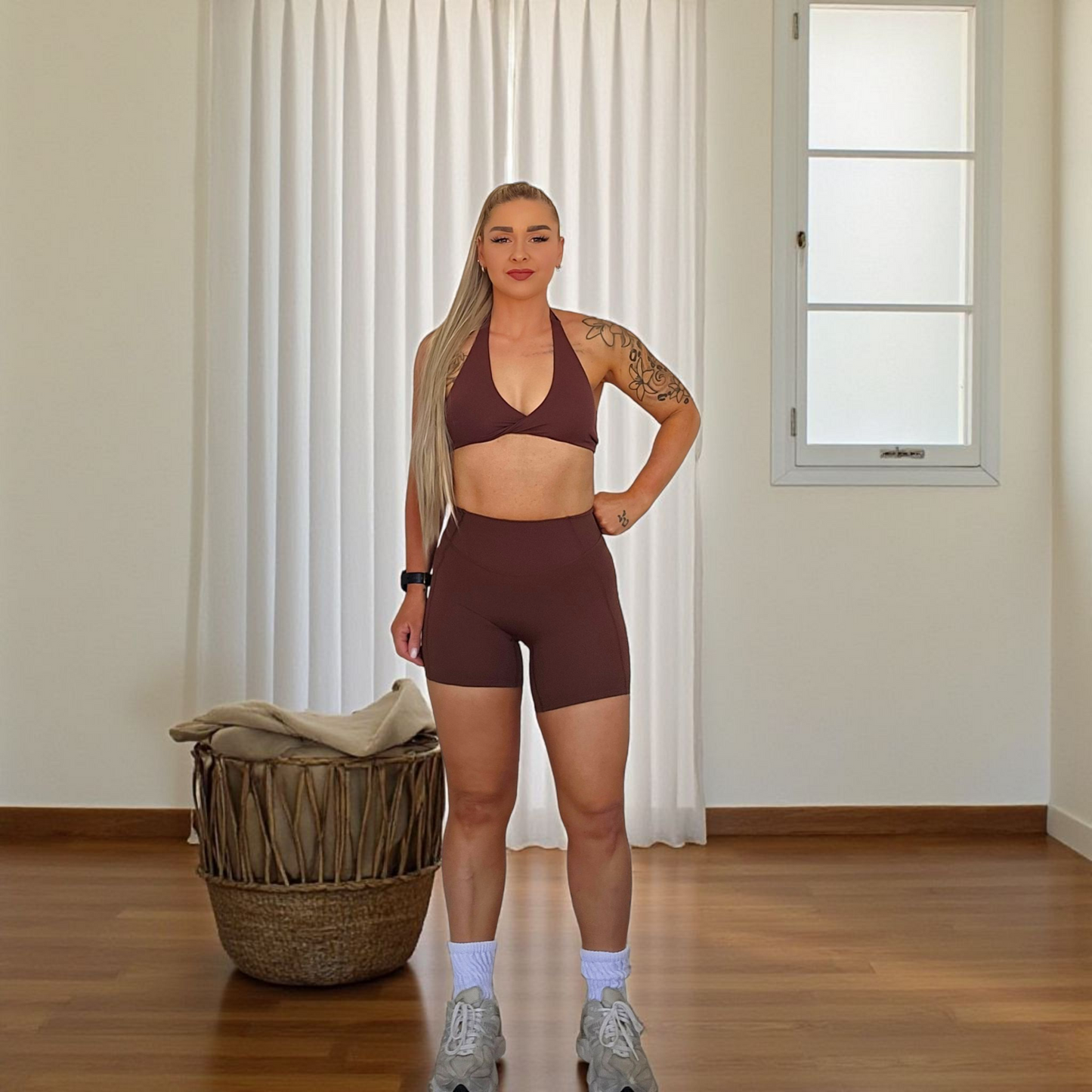 Self Love Halter Twist Bra in Coffee