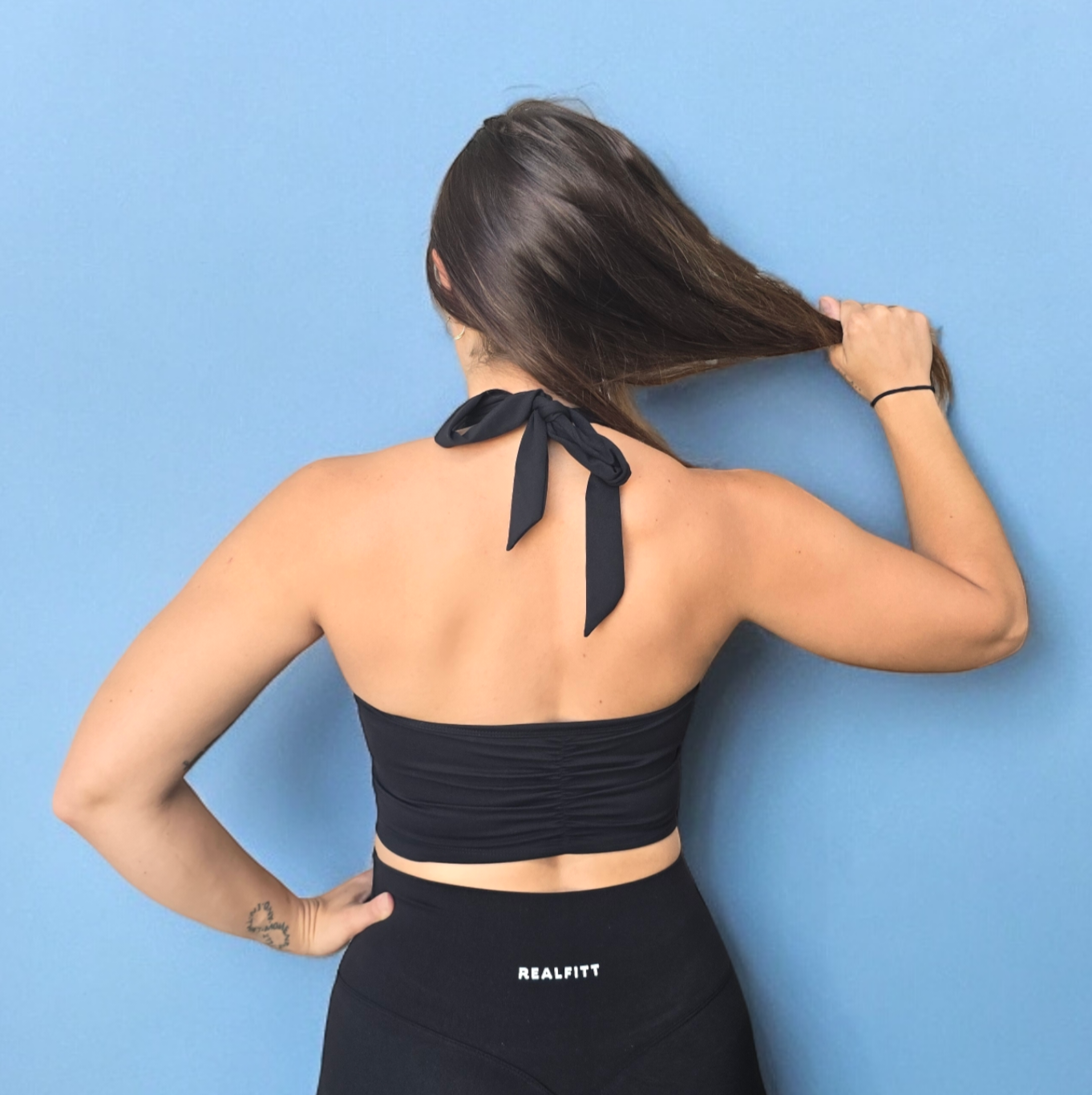 Tie Up Halter Top  Black