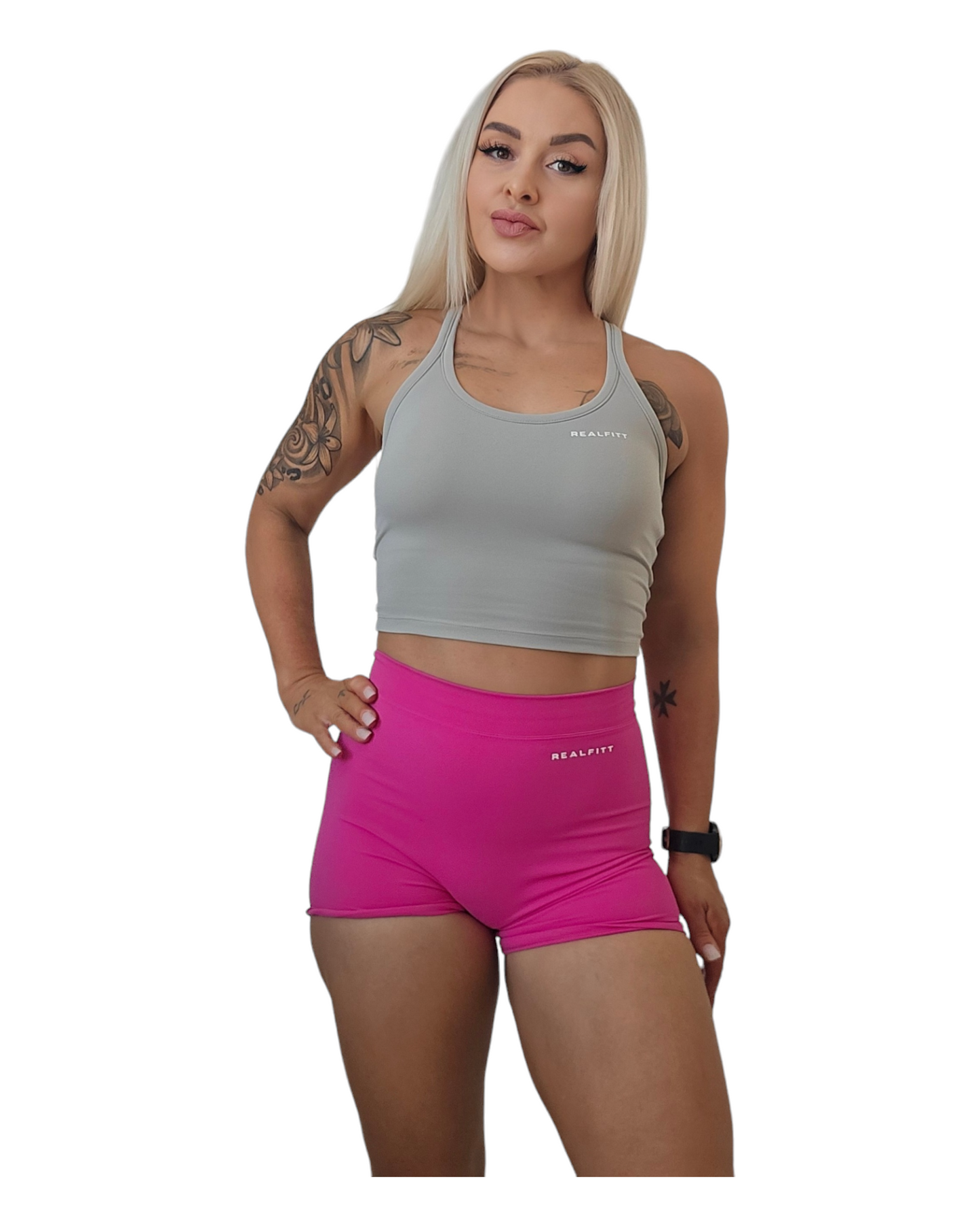 Scrunch V-Back Shorts in Rose Pink