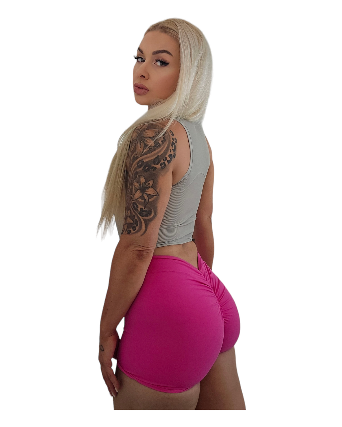 Scrunch V-Back Shorts in Rose Pink