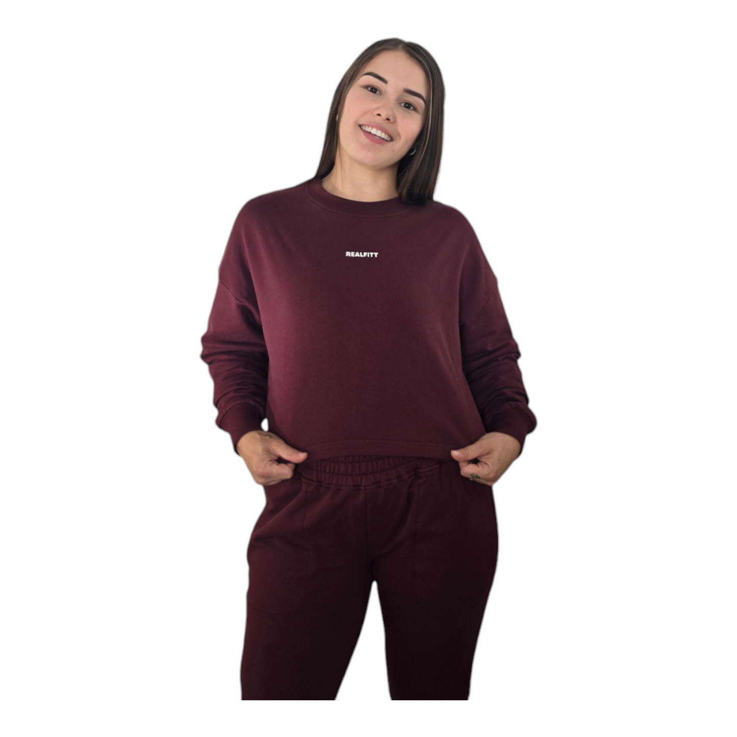 Casual-Lane Cropped Jumper Tracksuit