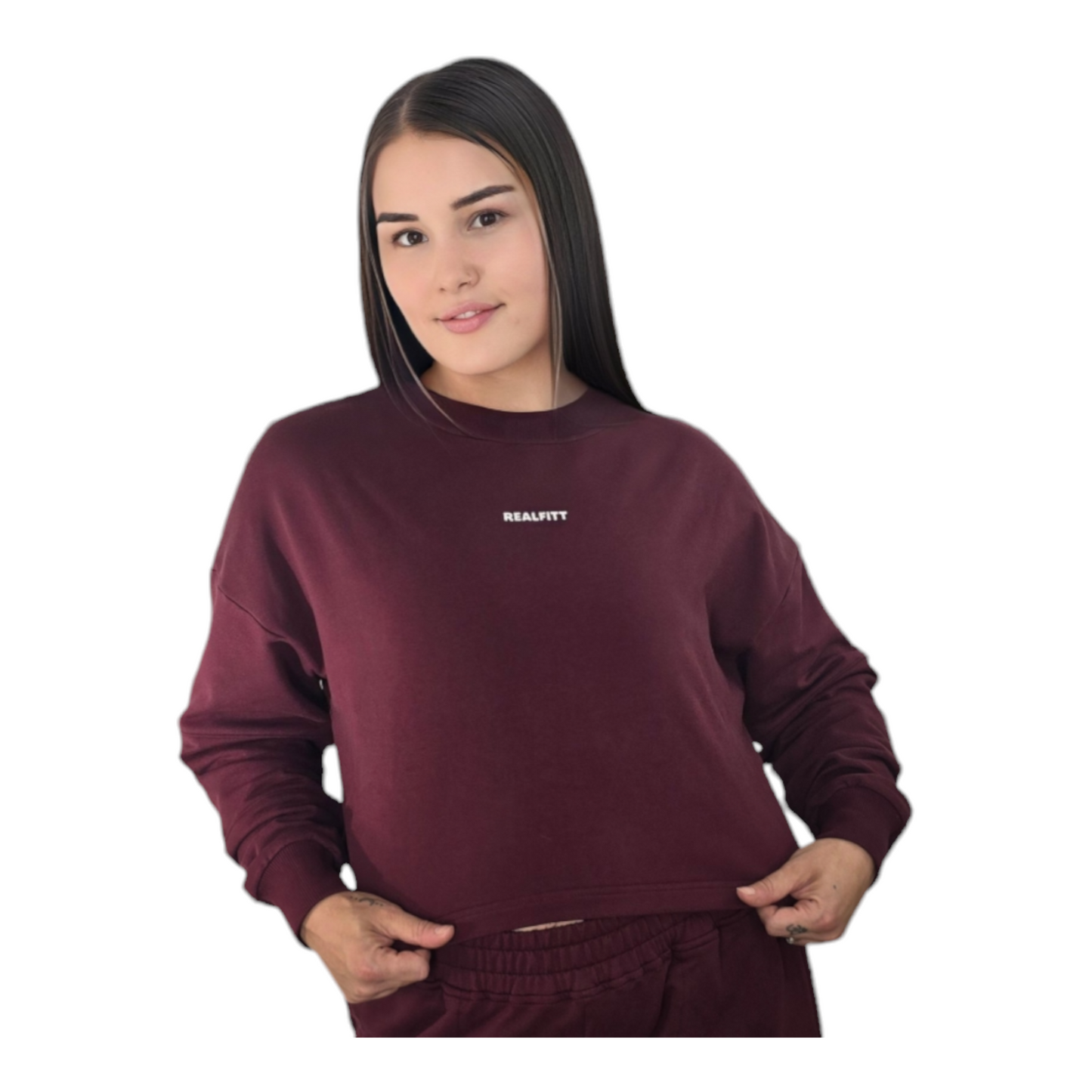 Casual-Lane Cropped Jumper Tracksuit