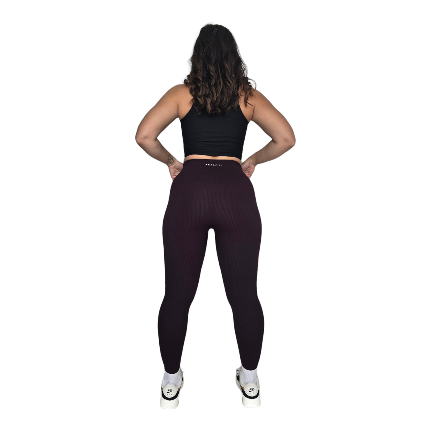 High-Waisted Thick Ribbed V-Front Leggings in Coffee