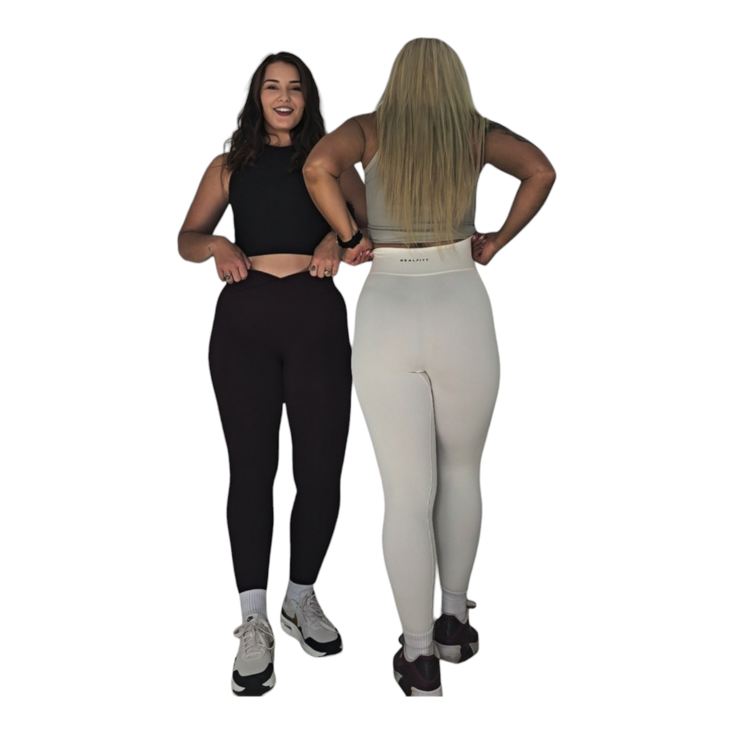 High-Waisted Thick Ribbed V-Front Leggings in Cream