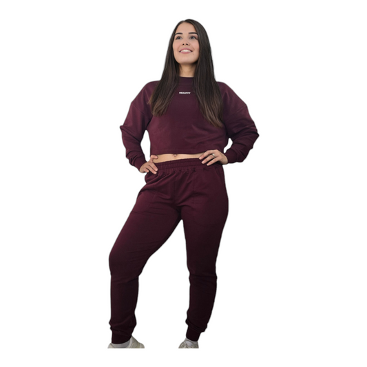 Casual-Lane Cropped Jumper Tracksuit