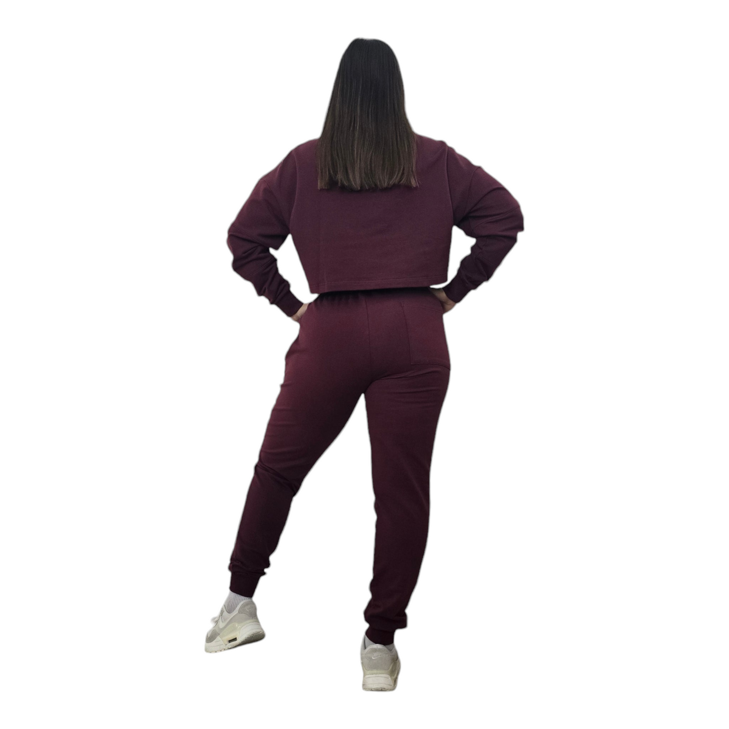 Casual-Lane Cropped Jumper Tracksuit