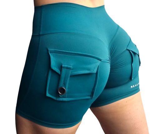 Pocket Scrunch Booty Shorts  Green