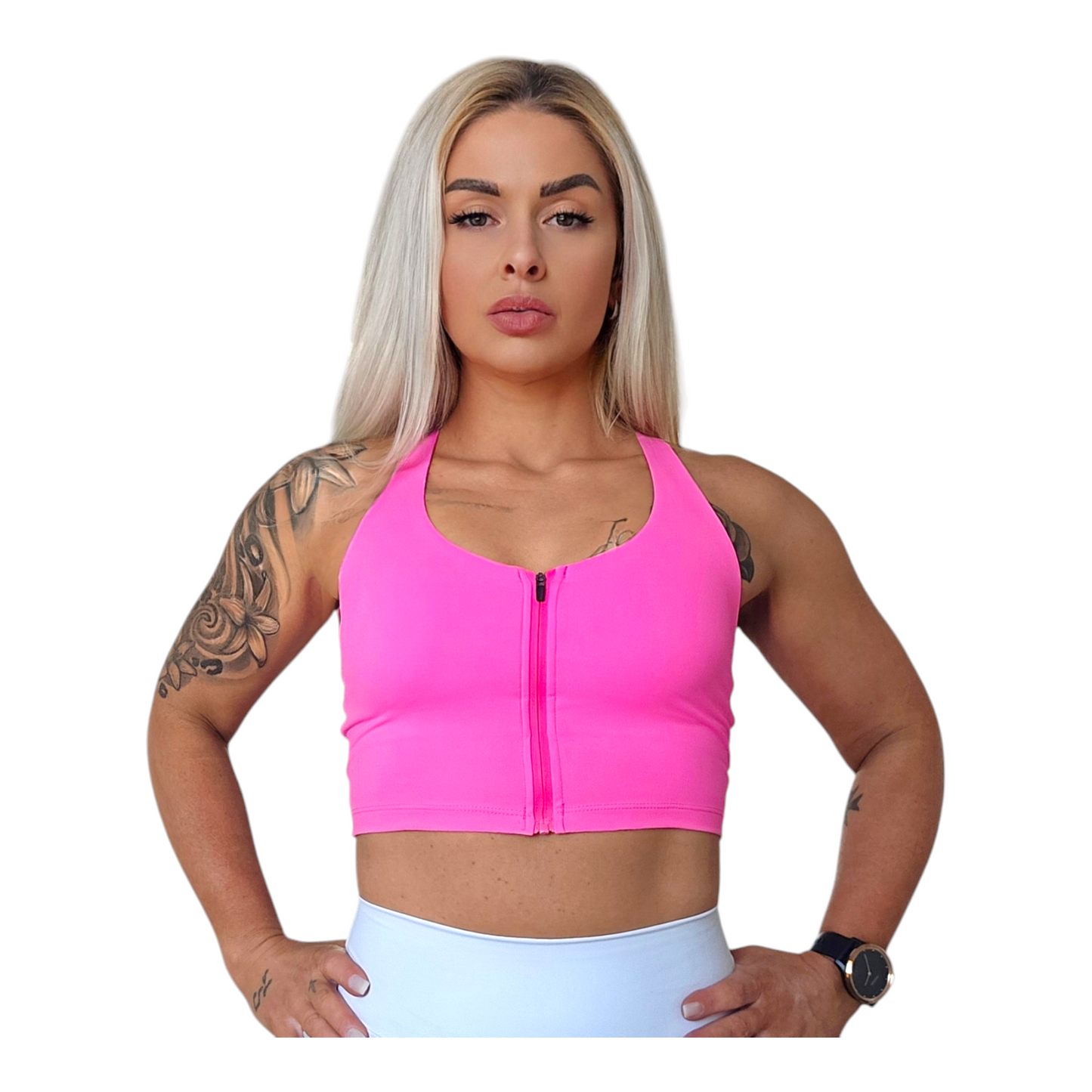 Zip Up Crop Top  Pink