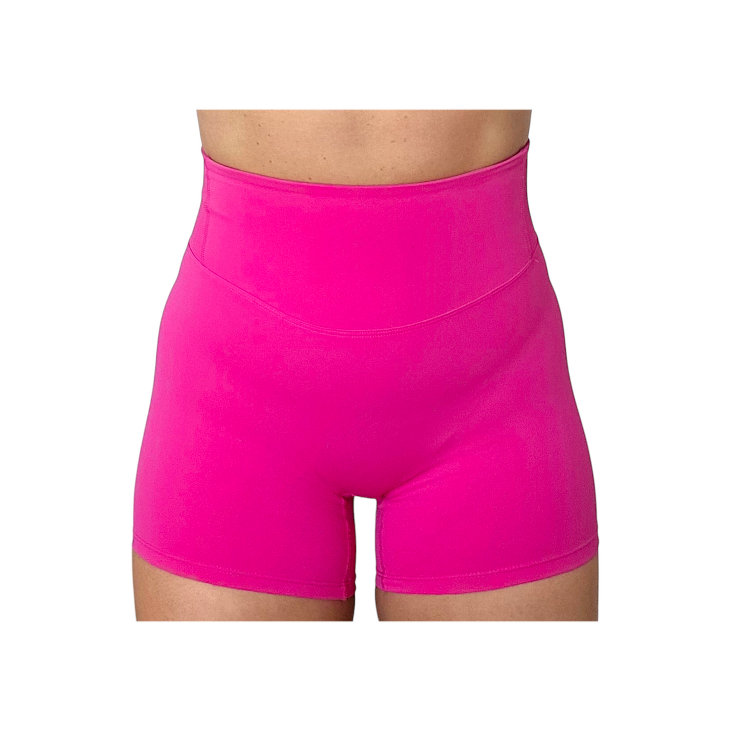 Self Care High-Waisted Butt-Lift Shorts in Fuscha Pink