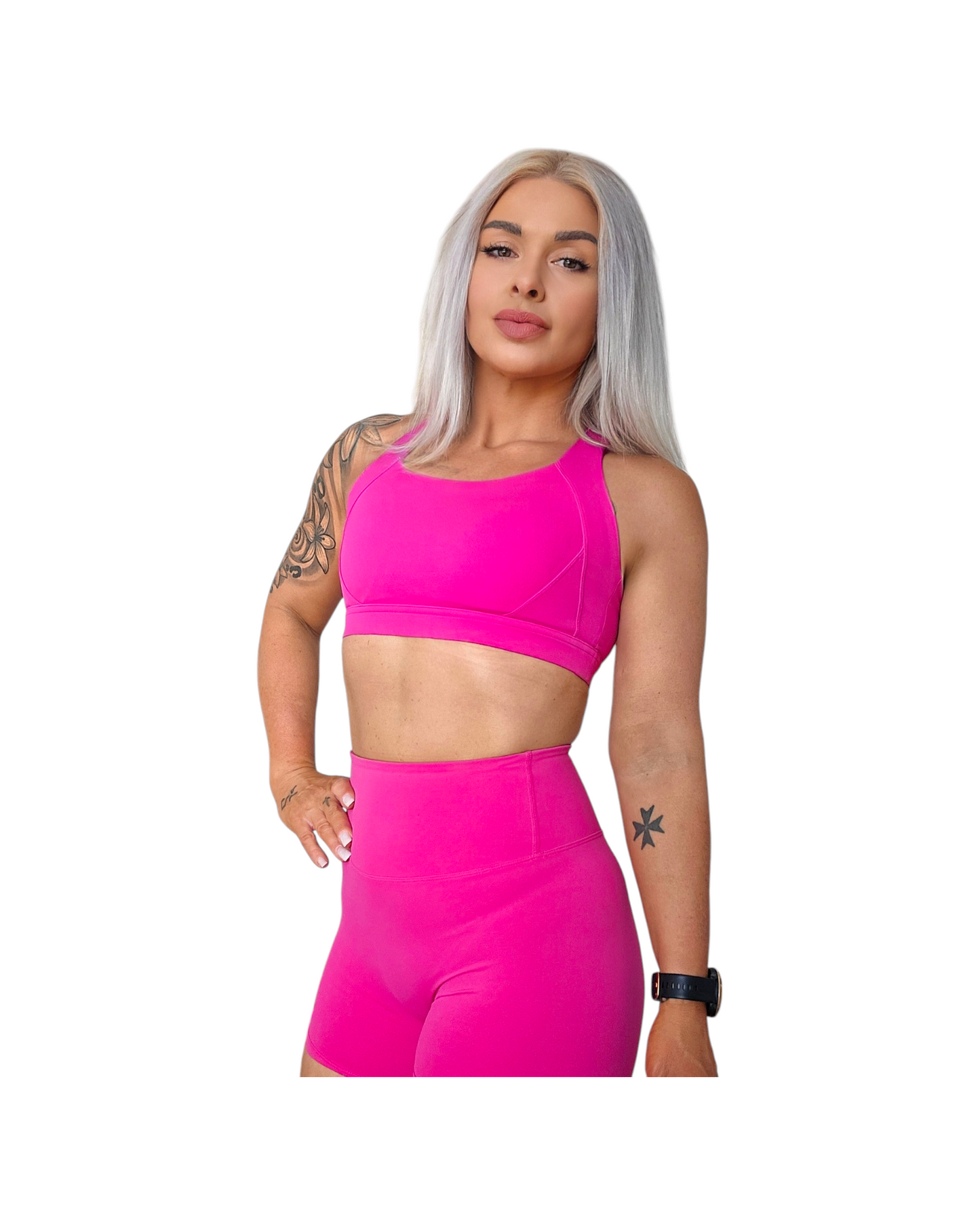 Self Care Sports Bra in Fuscha Pink