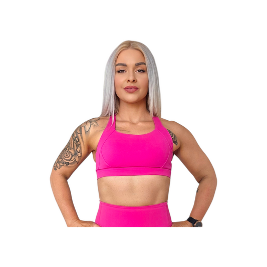 Self Care Sports Bra in Fuscha Pink