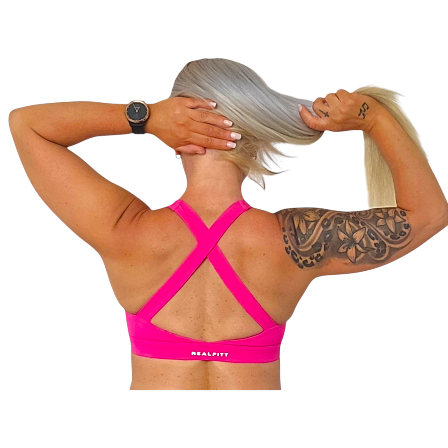 Self Care Sports Bra in Fuscha Pink