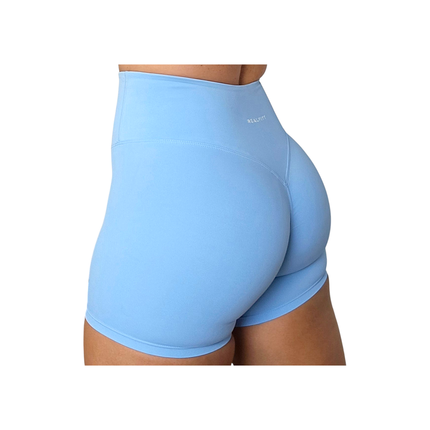 Self Care High-Waisted Butt-Lift Shorts in Sky Blue