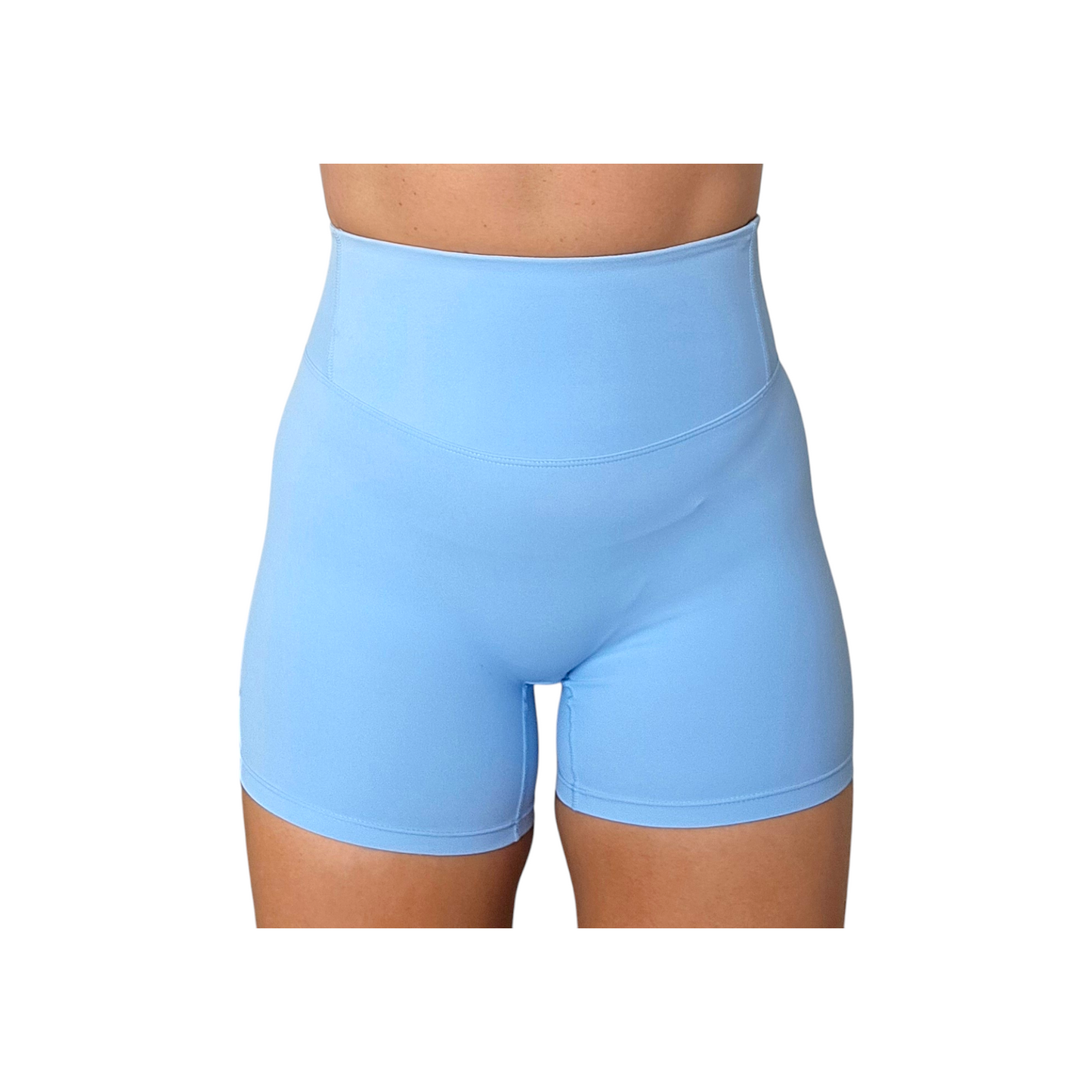 Self Care High-Waisted Butt-Lift Shorts in Sky Blue