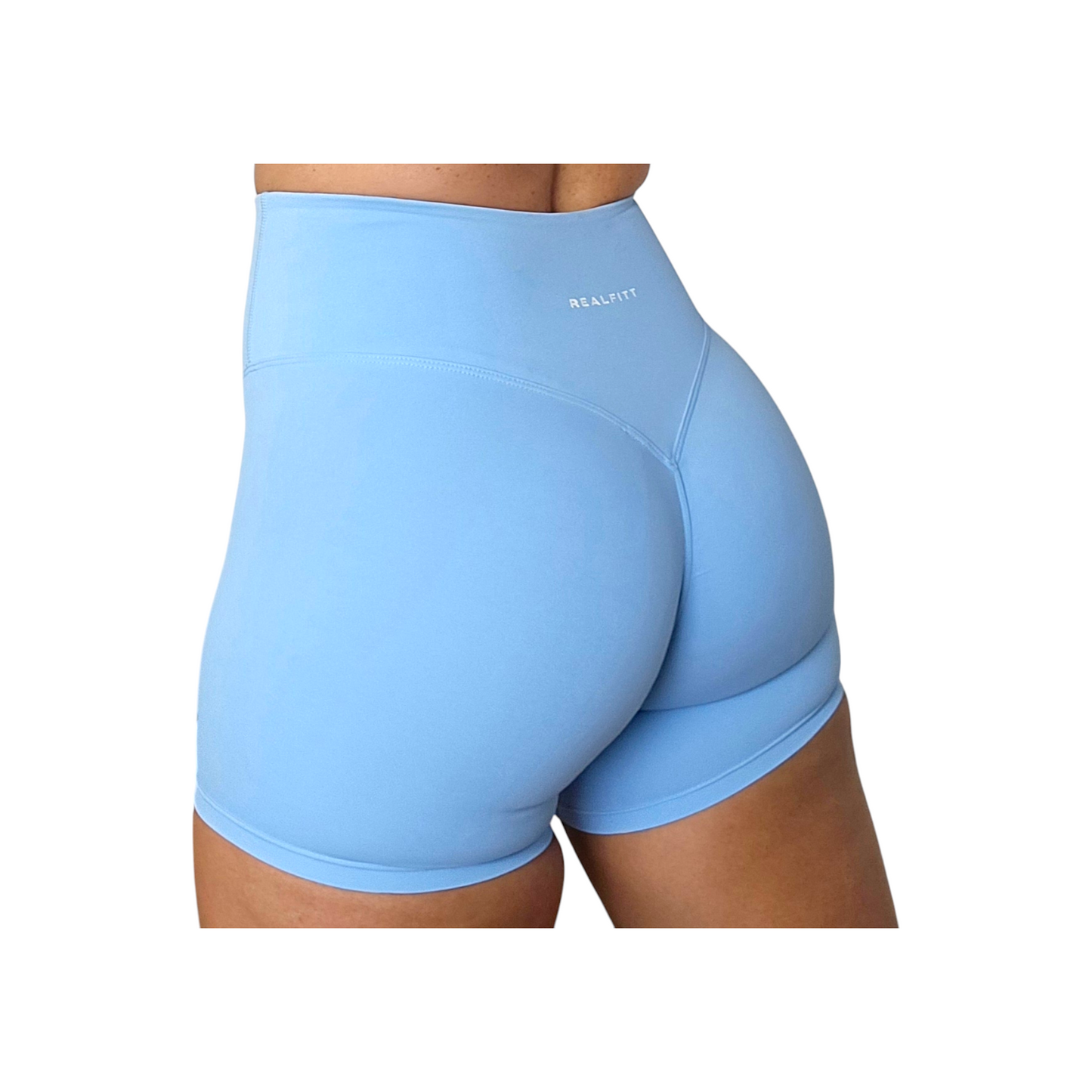 Self Care High-Waisted Butt-Lift Shorts in Sky Blue