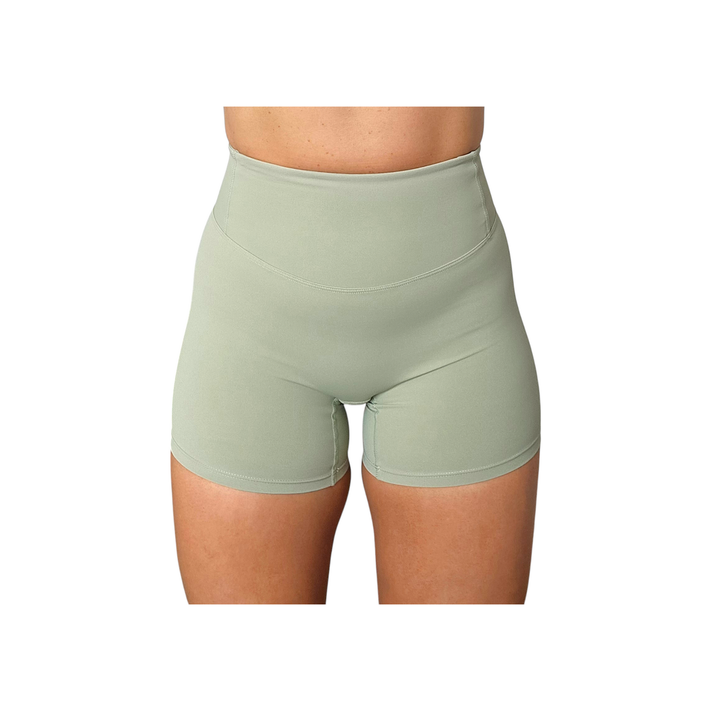 Self Care High-Waisted Butt-Lift Shorts in Matcha