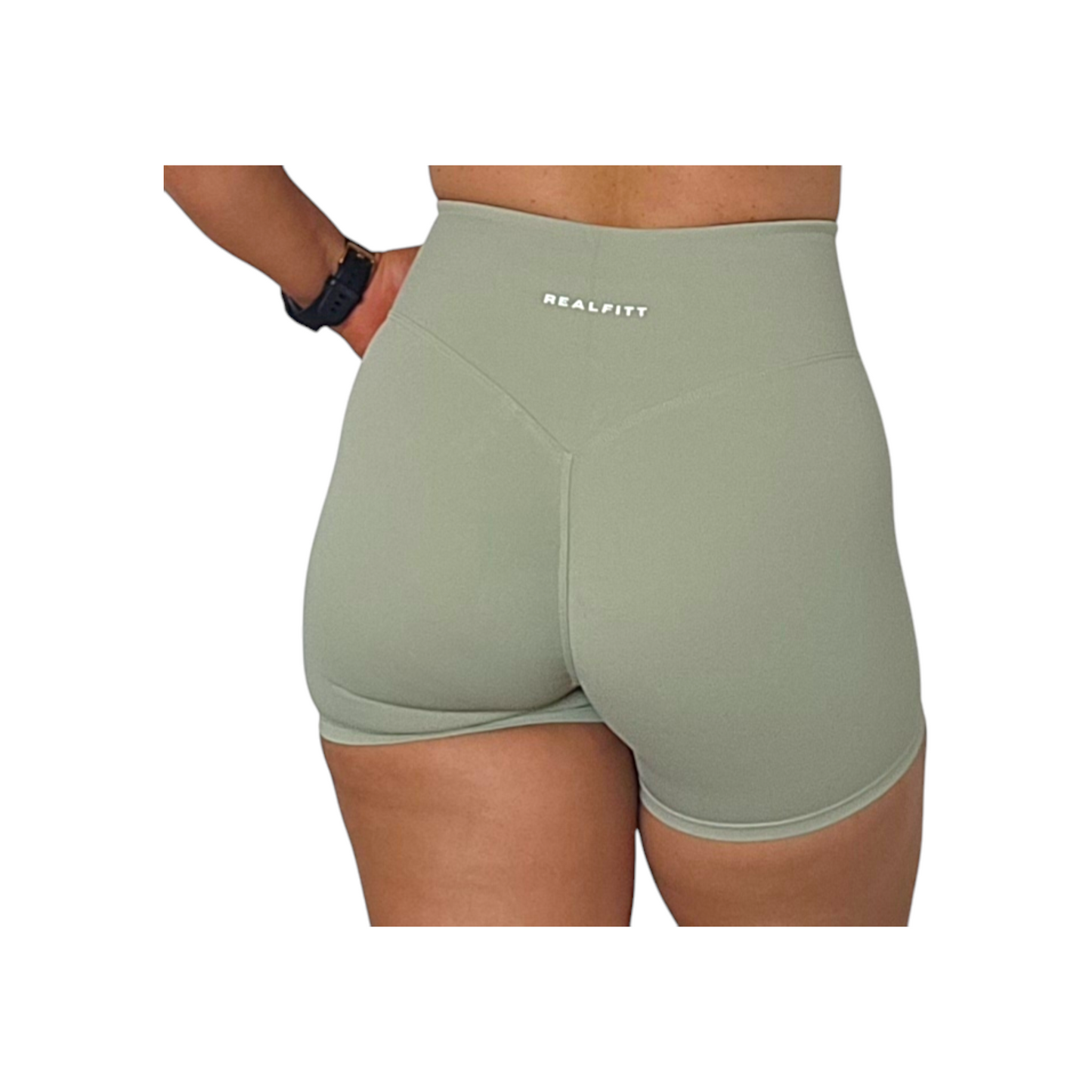 Self Care High-Waisted Butt-Lift Shorts in Matcha