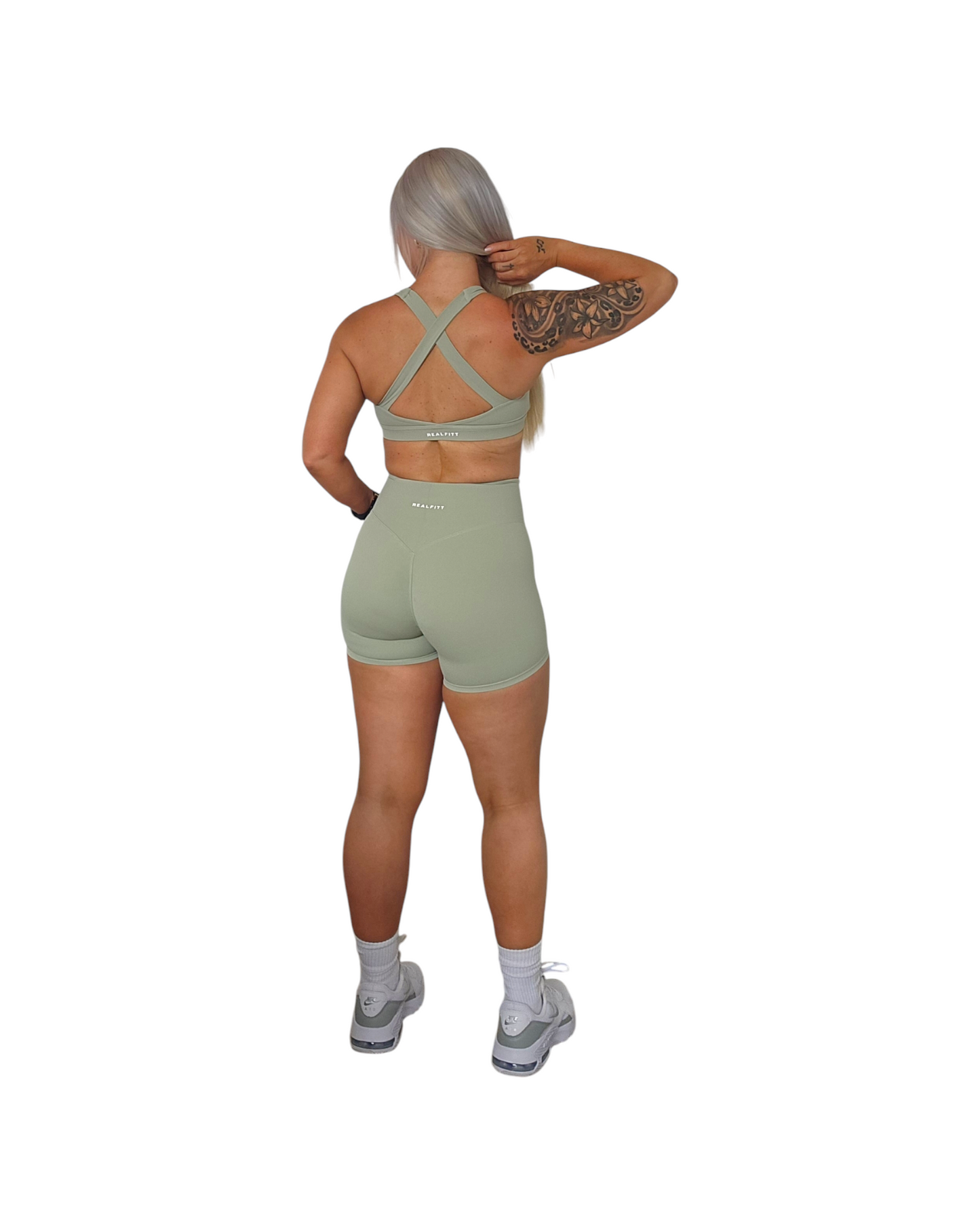 Self Care High-Waisted Butt-Lift Shorts in Matcha