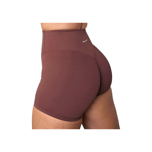 Self Care High-Waisted Butt-Lift Shorts in Coffee