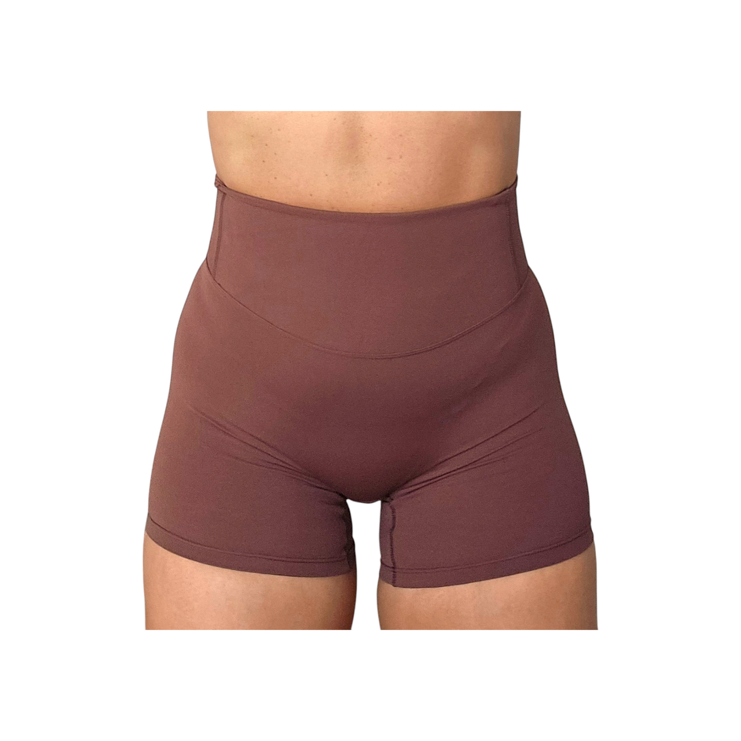 Self Care High-Waisted Butt-Lift Shorts in Coffee