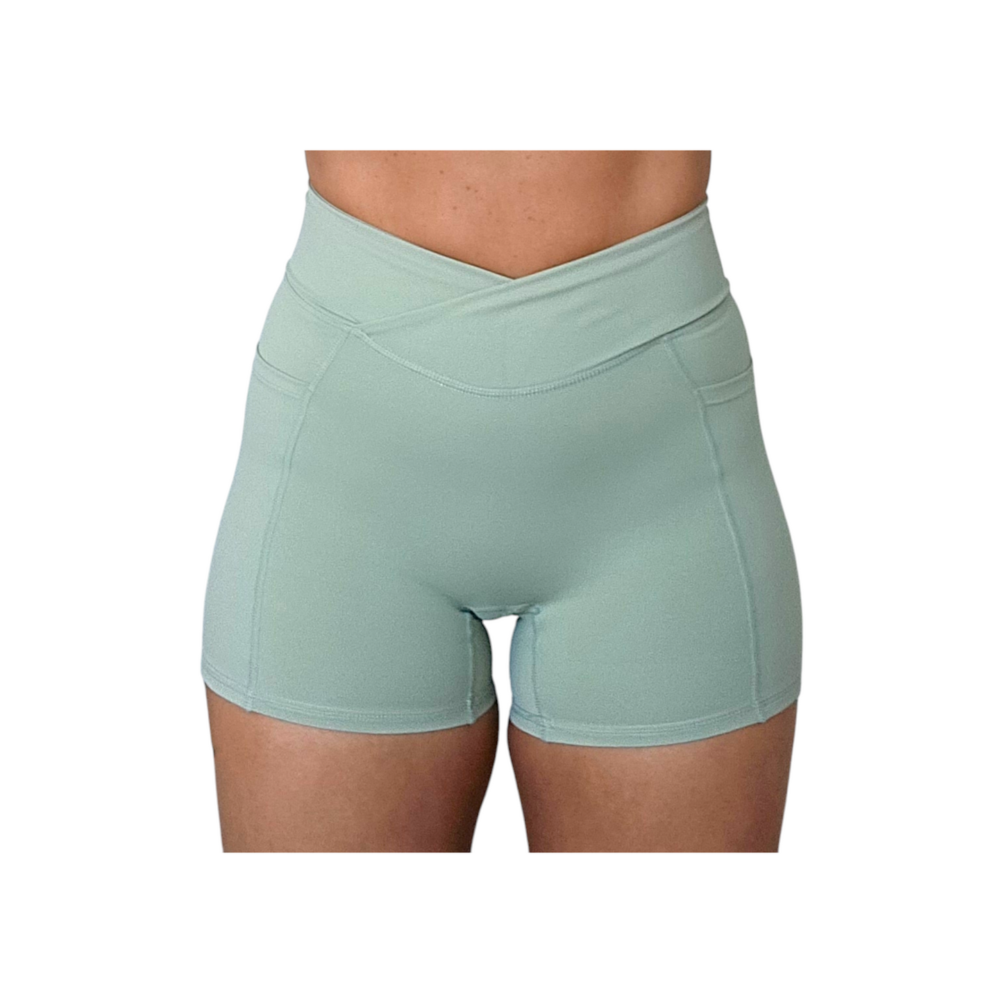 Freedom Scrunch Shorts with Pockets in Mint