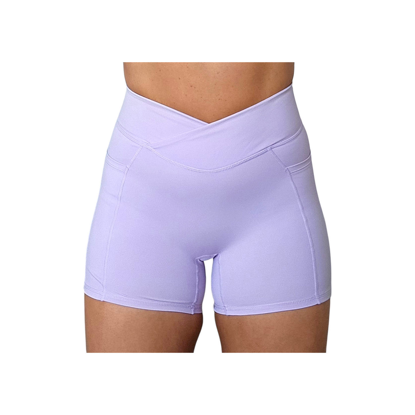 Freedom Scrunch Shorts with Pockets in Lilac