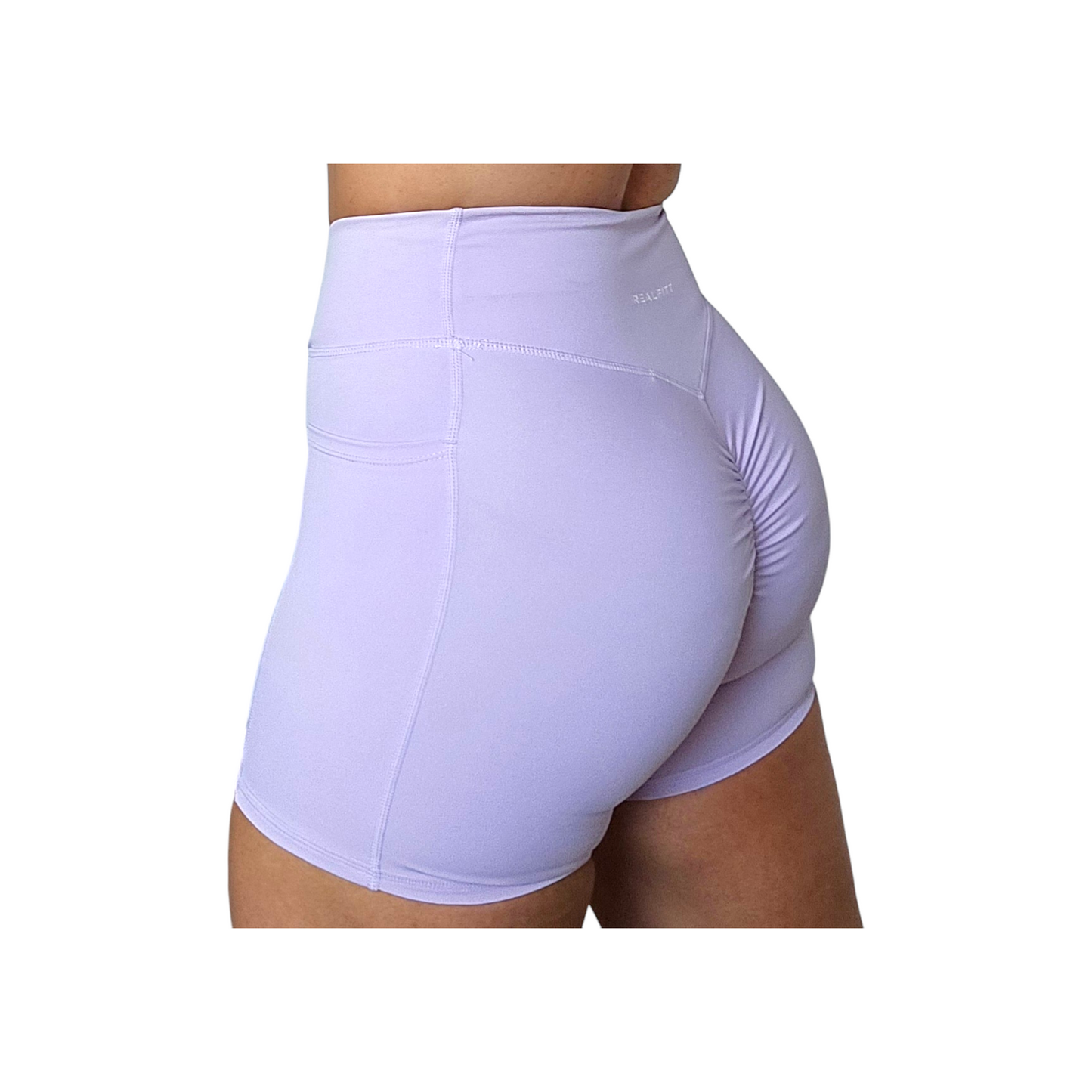 Freedom Scrunch Shorts with Pockets in Lilac