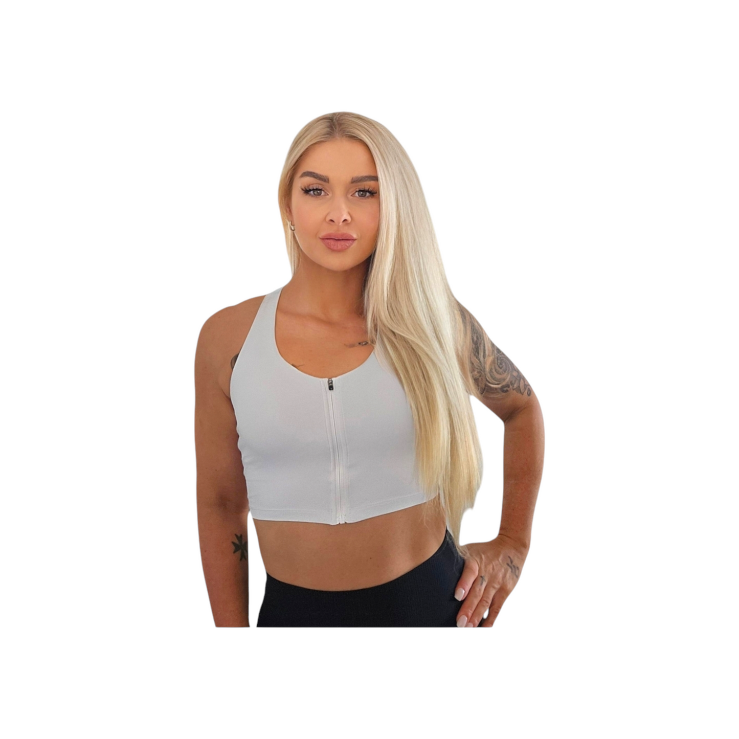 Zip Up Crop Top  White