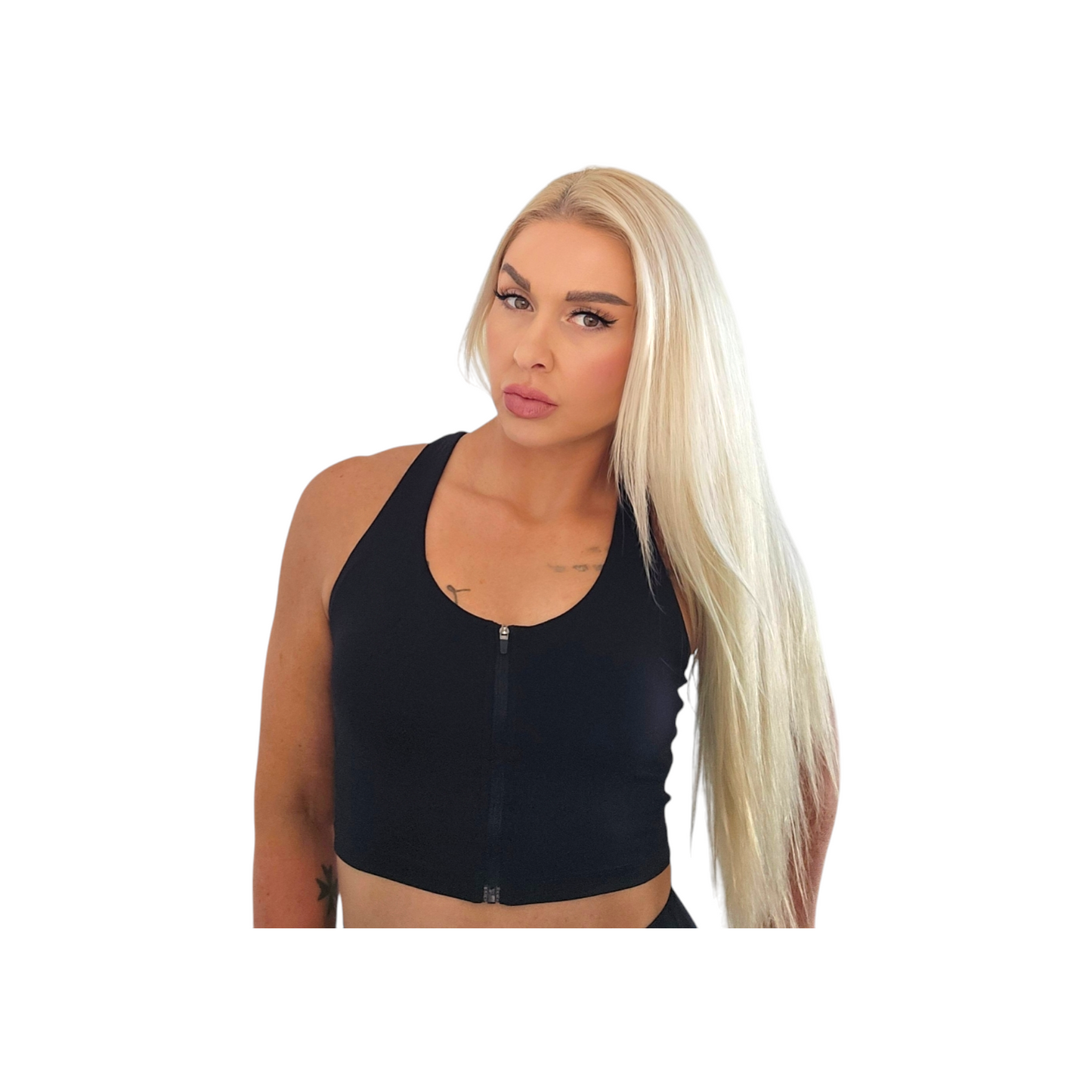 Zip Up Crop Top  Black