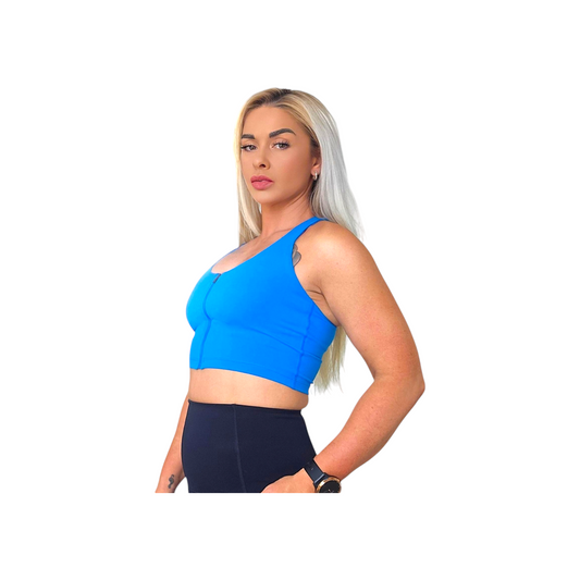 Zip Up Crop Top  Blue