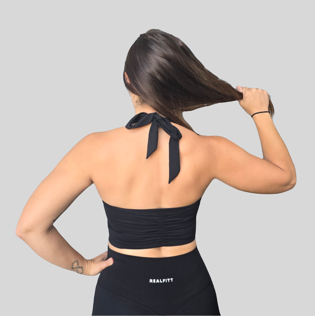 Tie Up Halter Top  Black
